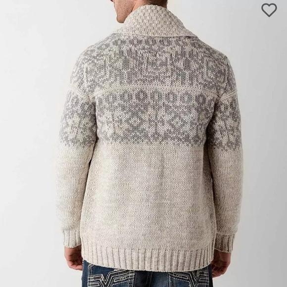 Triple Five Soul Cardigan Men's Medium Sweater Oatmeal Beige Grey Knit - Picture 2 of 13